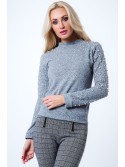 Turtleneck with pearls, light gray 1577 - Online store - Boutique